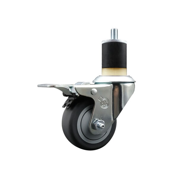 3'' SS Thermoplastic Rubber Swivel 1-7/8'' Expanding Stem Caster Total Lock Brake